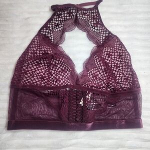 NWT Victoria's Secret Elegant Lace Halter Bralette - Burgundy